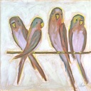 [BRPPP-12X12G] Pink Parakeets Perched (12x12, Gold)