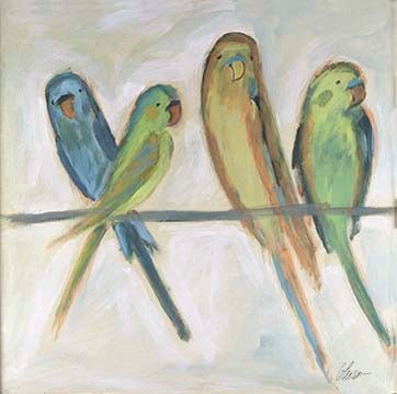 [BRPFR2-12X12G] Curious Parakeets: Friends (Gold, 12x12)