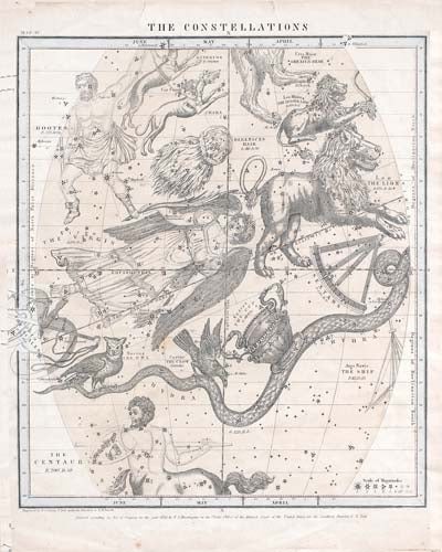 [RPCNS1-18X24LG] Constellations: April, May, June (Gold, 18x24-LANDSCAPE)